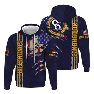 Railspirit Personalized Chesapeake and Ohio Railway Hoodie USA Flag Claw Art with Custom Job C&O Train Zip Up Hoodie