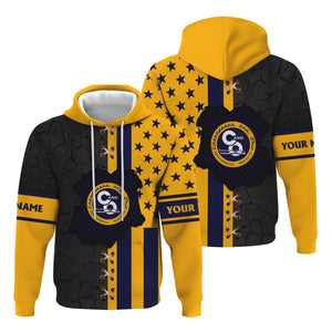 Railspirit Personalized Chesapeake and Ohio Railway Hoodie American Flag with Crack Effect C&O Train Zip Up Hoodie