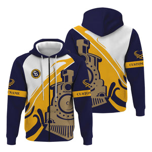 Railspirit Personalized Chesapeake and Ohio Railway Hoodie Flame-Inspired Style C&O Zip Up Hoodie Gift Idea For Train Lovers