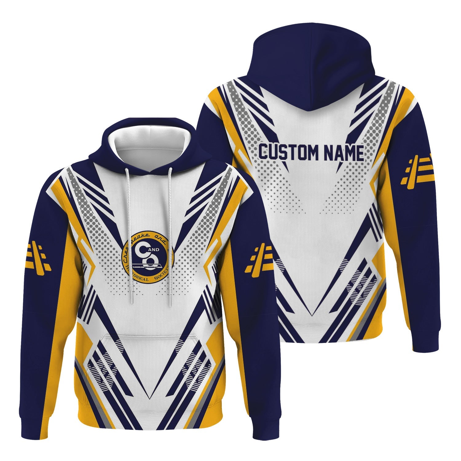 Railspirit Personalized Chesapeake and Ohio Railway Hoodie Railroad Tribute Design C&O Train Zip Up Hoodie for Train Lovers