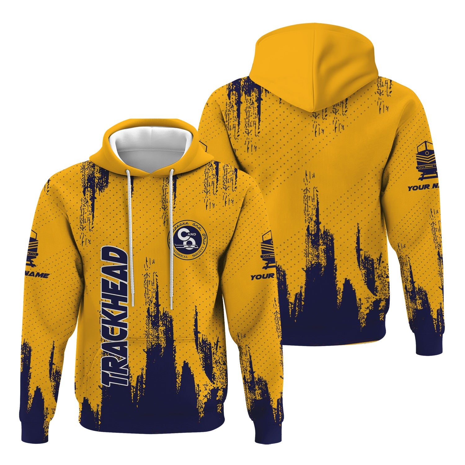 Railspirit Personalized Chesapeake and Ohio Railway Hoodie Paint Impact Design C&O Train Zip Up Hoodie for Trackhead