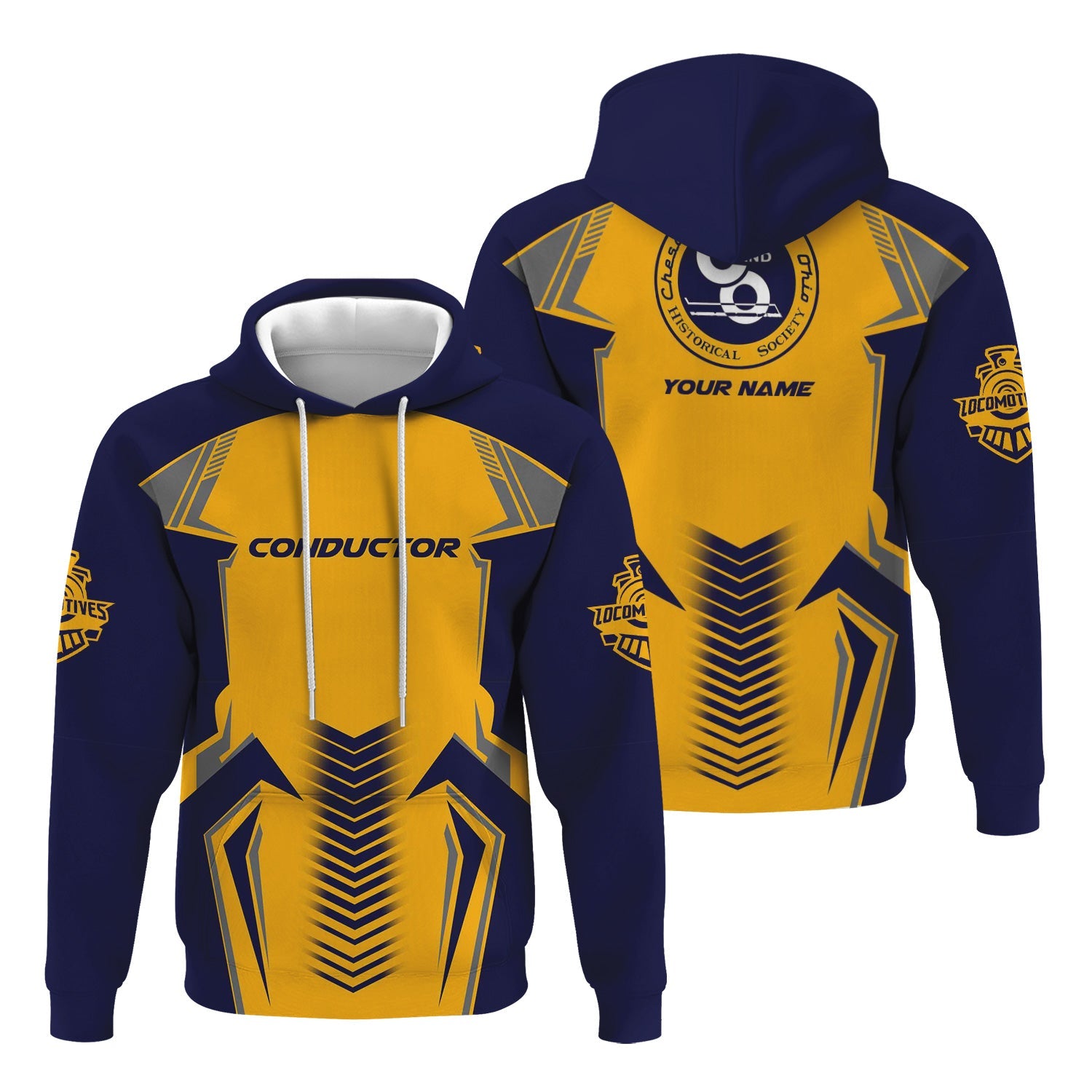 Railspirit Personalized Chesapeake and Ohio Railway Hoodie Standout Style with Custom Position C&O Train Zip Up Hoodie