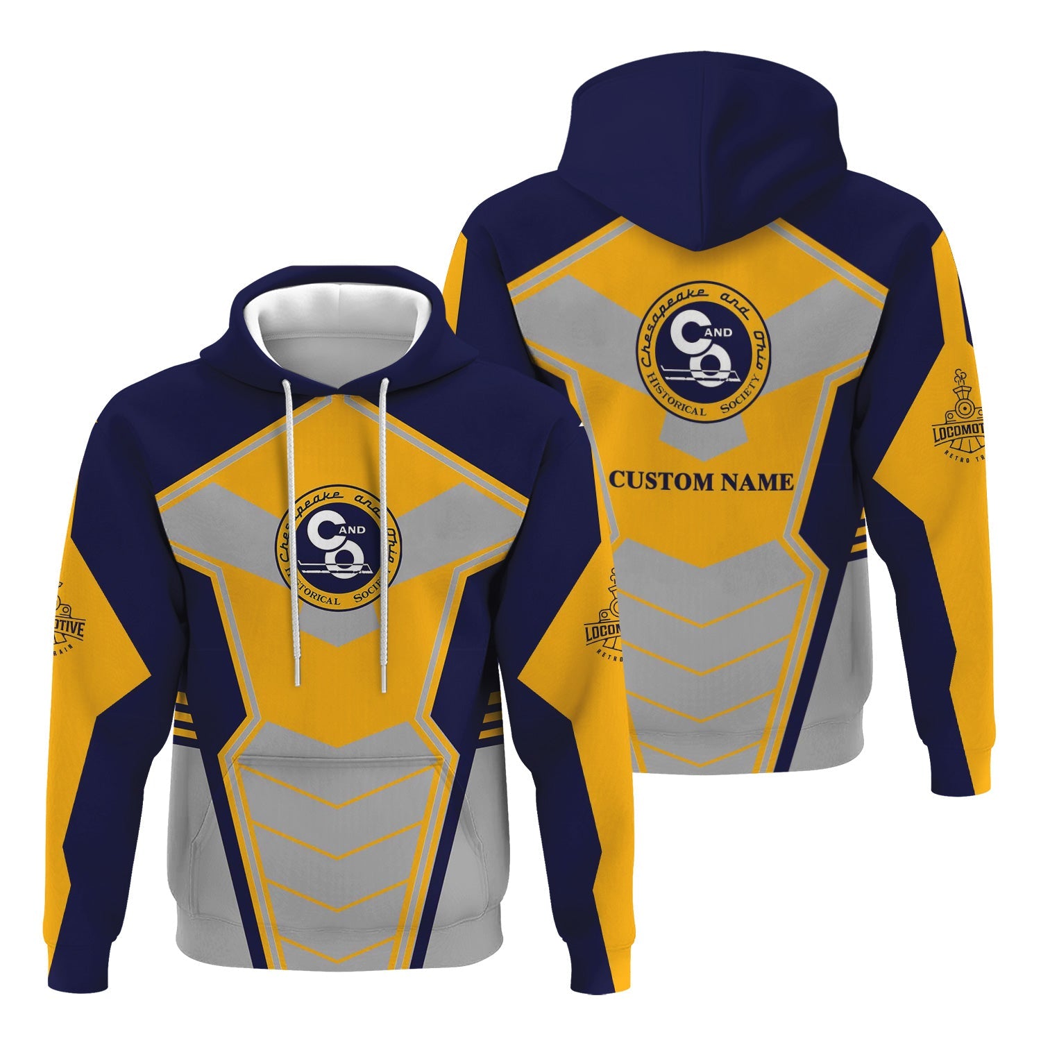 Railspirit Personalized Chesapeake and Ohio Railway Hoodie Engine-Inspired Style C&O Train Zip Up Hoodie for Railroad Fanatic