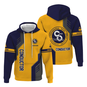 Railspirit Personalized Chesapeake and Ohio Railway Hoodie Unique Railway Style with Custom Job C&O Train Zip Up Hoodie