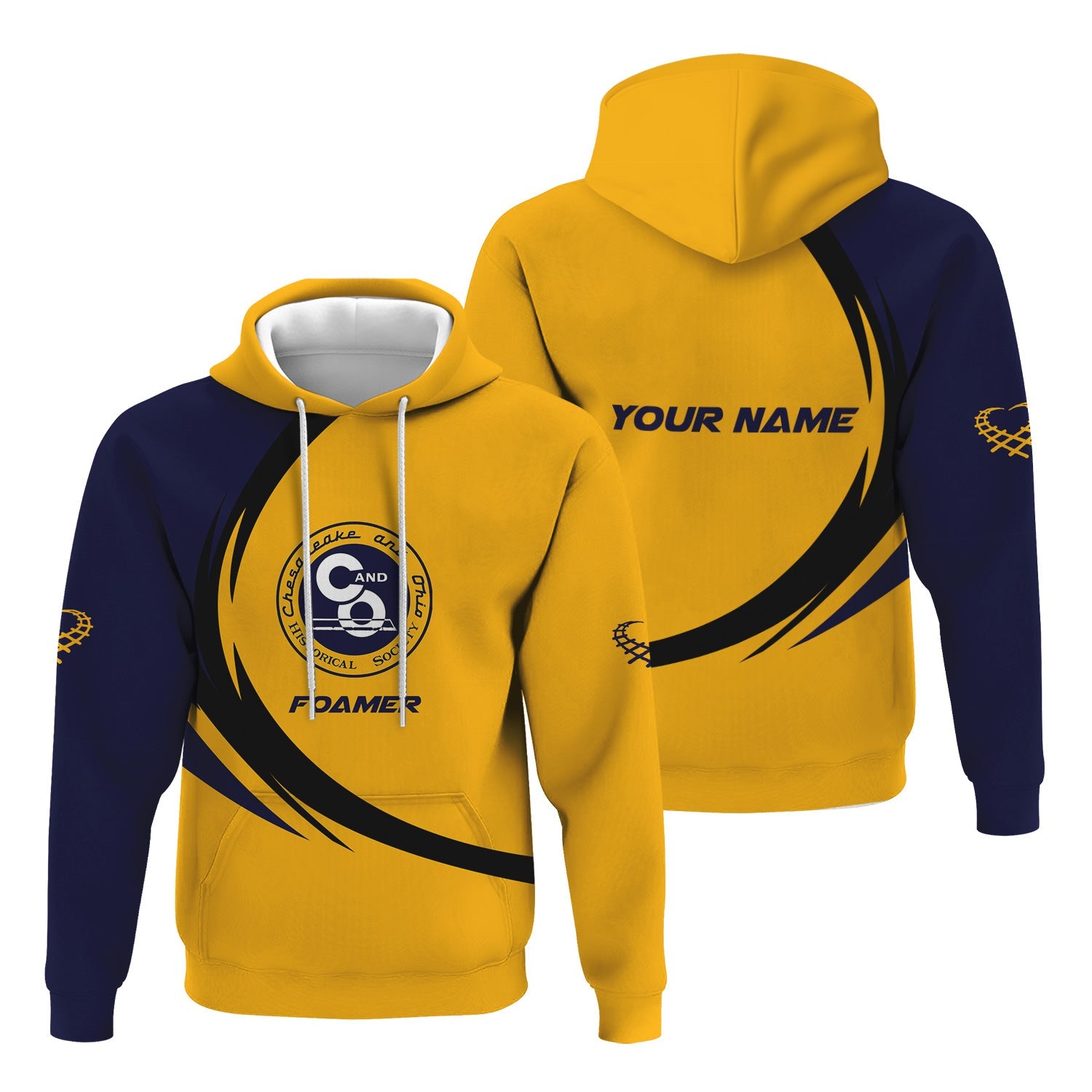 Railspirit Personalized Chesapeake and Ohio Railway Hoodie Unique Graphic Style C&O Zip Up Hoodie For Train Enthusiasts