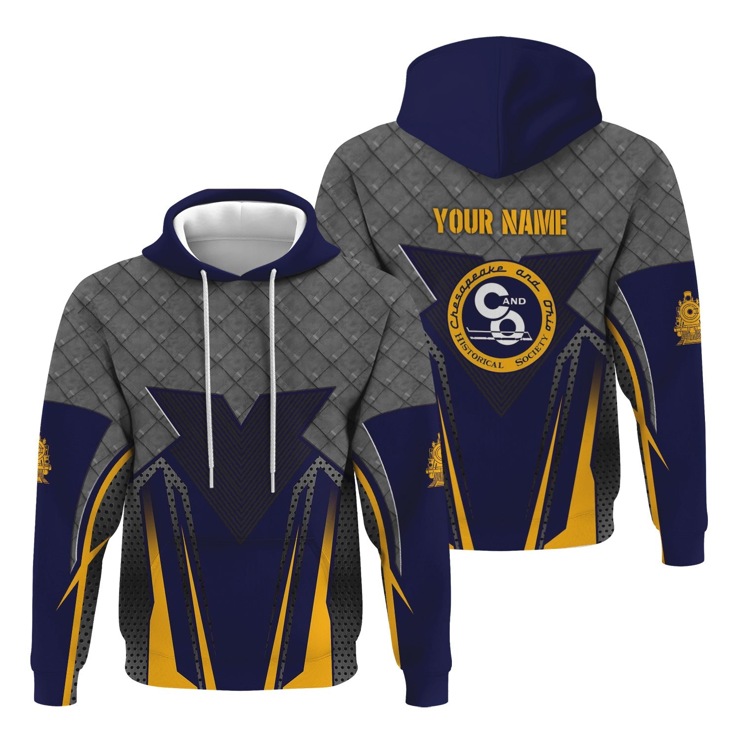 Railspirit Personalized Chesapeake and Ohio Railway Hoodie Rugged Steel Vibes C&O Train Zip Up Hoodie All Over Print