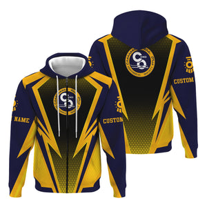 Railspirit Personalized Chesapeake and Ohio Railway Hoodie Lightning Graphic Style C&O Zip Up Hoodie Gift Idea For Train Lover