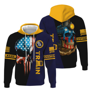 Railspirit Personalized Chesapeake and Ohio Railway Hoodie Train Skull American Flag C&O Zip Up Hoodie All Over Print