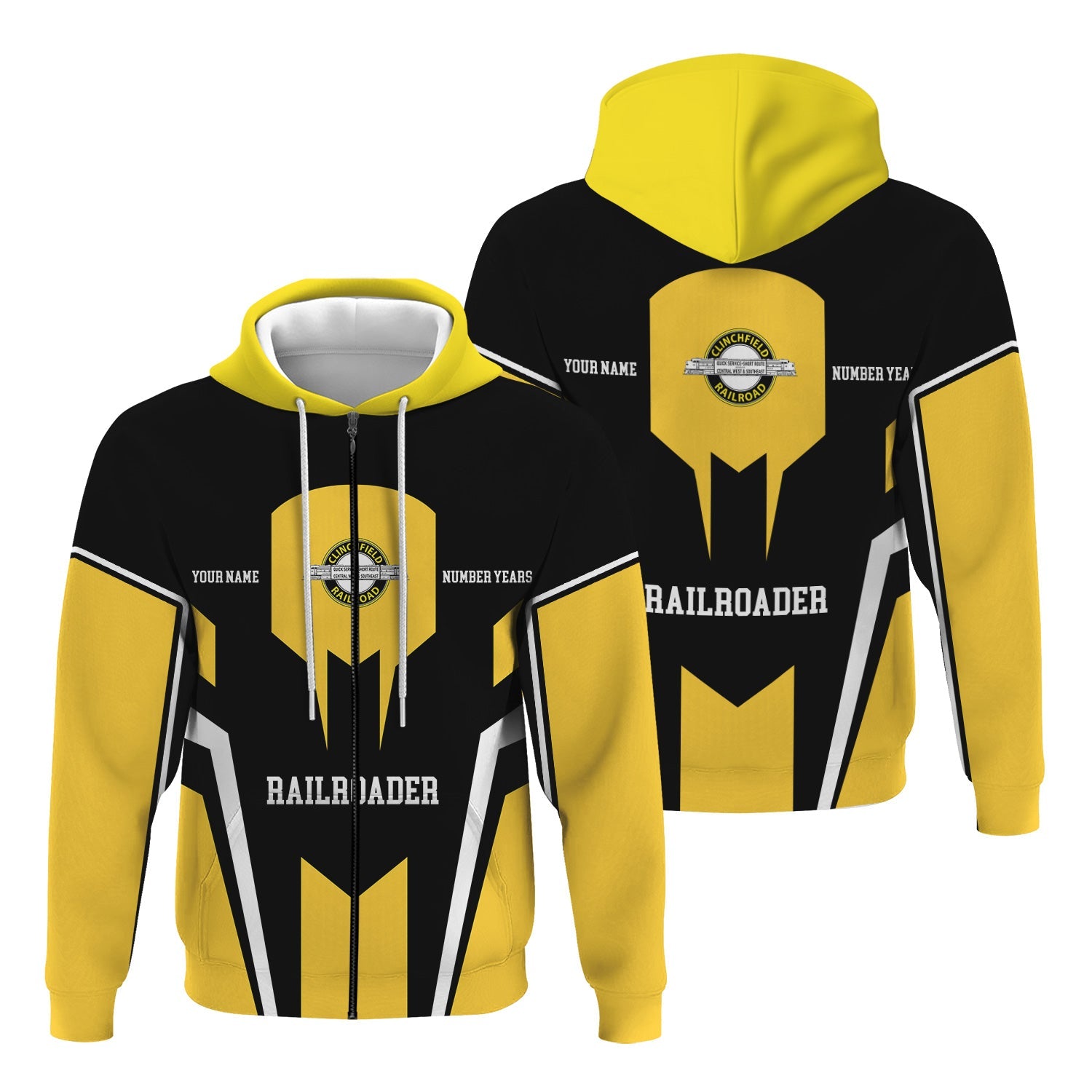 Railspirit Personalized Clinchfield Railroad Hoodie Custom Year Railroader Zip Up Hoodie Gift Idea For Train Lover