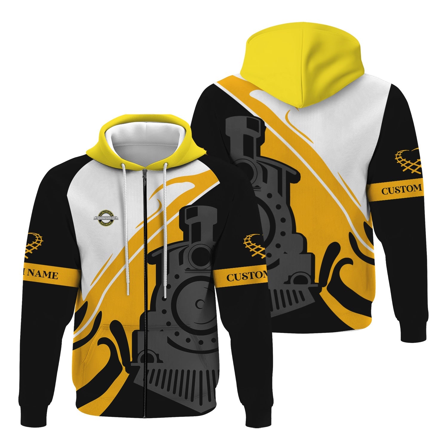 Railspirit Personalized Clinchfield Railroad Hoodie Flame-Inspired Style Zip Up Hoodie Gift Idea For Train Lovers