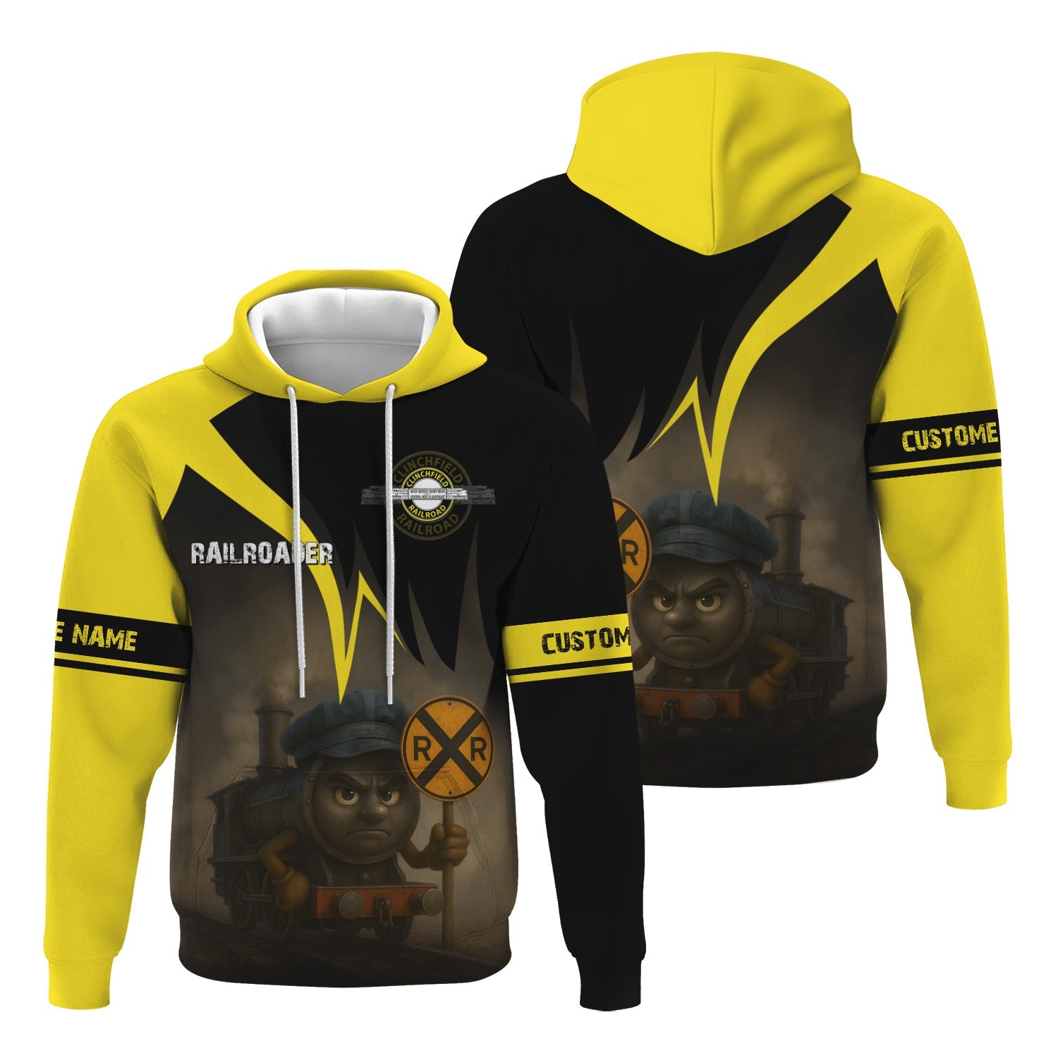 Railspirit Personalized Clinchfield Railroad Hoodie Angry Train Hoodie Gift Idea For Train Lover