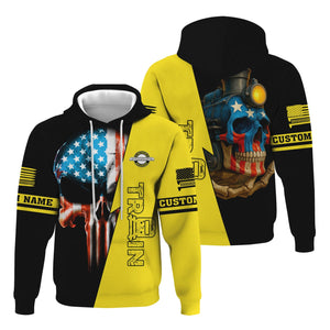 Railspirit Personalized Clinchfield Railroad Hoodie Train Skull American Flag Zip Up Hoodie All Over Print