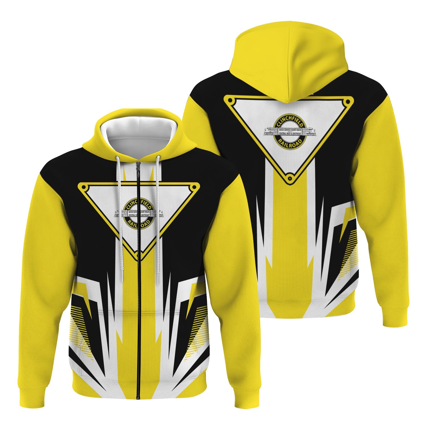 Railspirit Clinchfield Railroad Hoodie Bold Graphic Style All Over Printed Zip Up Hoodie