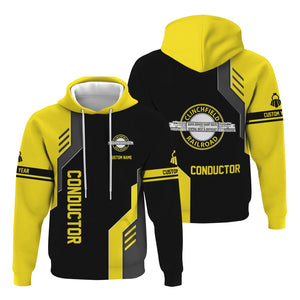 Railspirit Personalized Clinchfield Railroad Hoodie Unique Railway Style with Custom Job Train Zip Up Hoodie