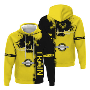 Railspirit Personalized Clinchfield Railroad Hoodie Engine Heartbeat and Track Love Style Zip Up Hoodie Gift Idea For Train Lovers