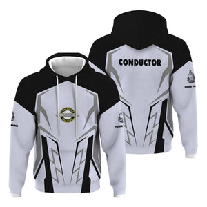 Railspirit Personalized Clinchfield Railroad Hoodie Futuristic Design with Custom Job Train Zip Up Hoodie