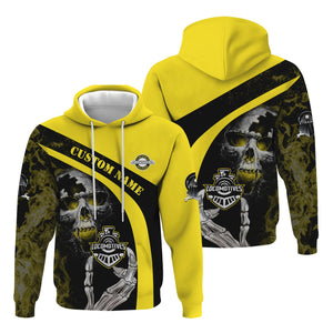 Railspirit Personalized Clinchfield Railroad Hoodie Flame Skull Design Train Zip Up Hoodie for Locomotive Fans