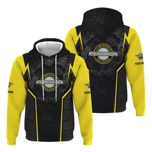 Railspirit Personalized Clinchfield Railroad Hoodie Cracked Metal Design Train Zip Up Hoodie for Rail Enthusiasts
