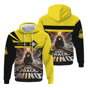 Railspirit Personalized Clinchfield Railroad Hoodie One Track Mind Train Printed ZIp Up Hoodie