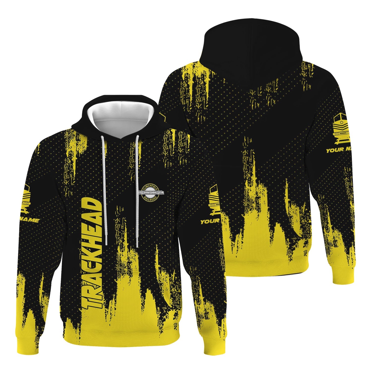 Railspirit Personalized Clinchfield Railroad Hoodie Paint Impact Design Train Zip Up Hoodie for Trackhead