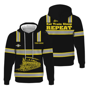 Railspirit Custom Name Clinchfield Railroad Hoodie Eat Train Sleep Repeat Printed Train Zip Hoodie