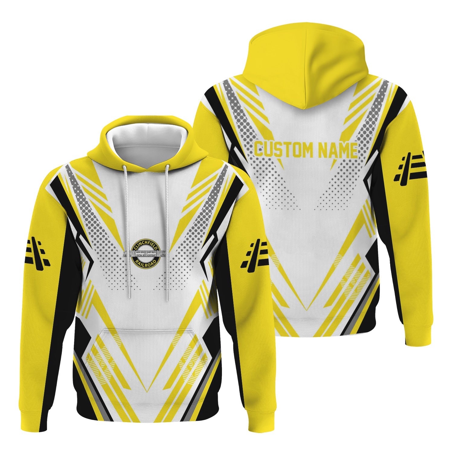 Railspirit Personalized Clinchfield Railroad Hoodie Railroad Tribute Design Train Zip Up Hoodie for Train Lovers