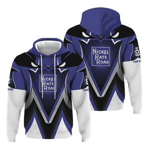 Railspirit Personalized New York, Chicago and St. Louis Railroad Hoodie Vibrant Graphic Pattern Nickel Plate Road Zip Up Hoodie For Train Enthusiasts