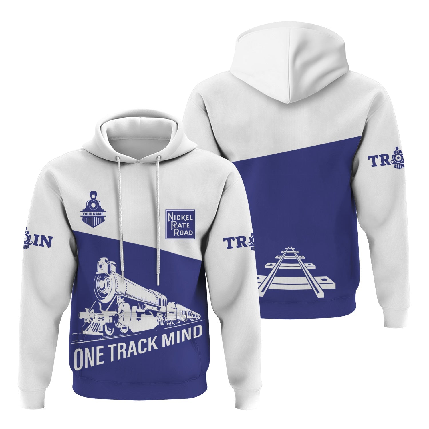Railspirit Custom Name New York, Chicago and St. Louis Railroad Hoodie One Track Mind Nickel Plate Road Printed Zip Hoodie