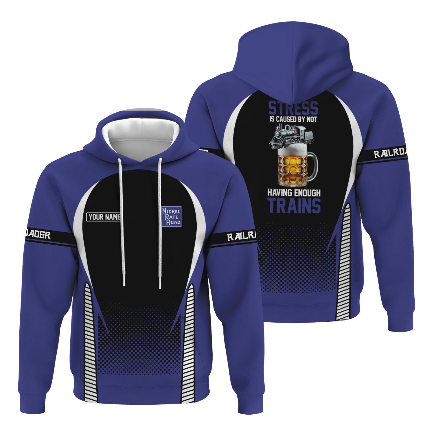 Railspirit Personalized New York, Chicago and St. Louis Railroad Hoodie Stress Is Caused By Not Having Enough Trains Nickel Plate Road Zip Up Hoodie