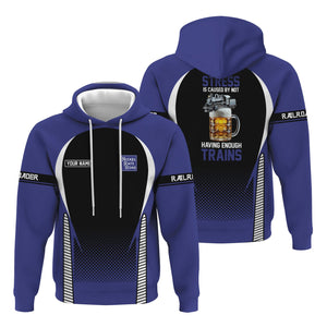 Railspirit Personalized New York, Chicago and St. Louis Railroad Hoodie Stress Is Caused By Not Having Enough Trains Nickel Plate Road Zip Up Hoodie