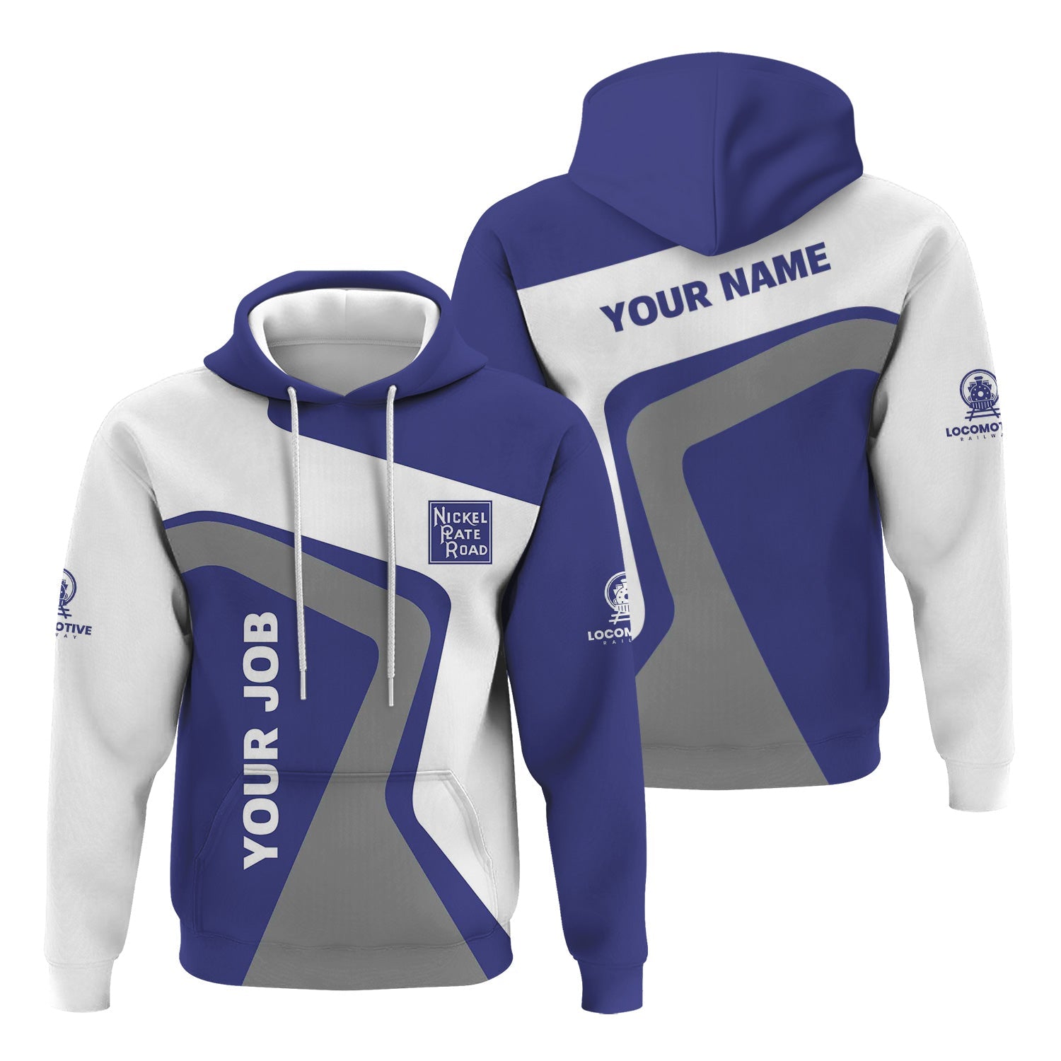 Railspirit Personalized New York, Chicago and St. Louis Railroad Hoodie Unique Design with Custom Job Position Nickel Plate Road Train Zip Up Hoodie