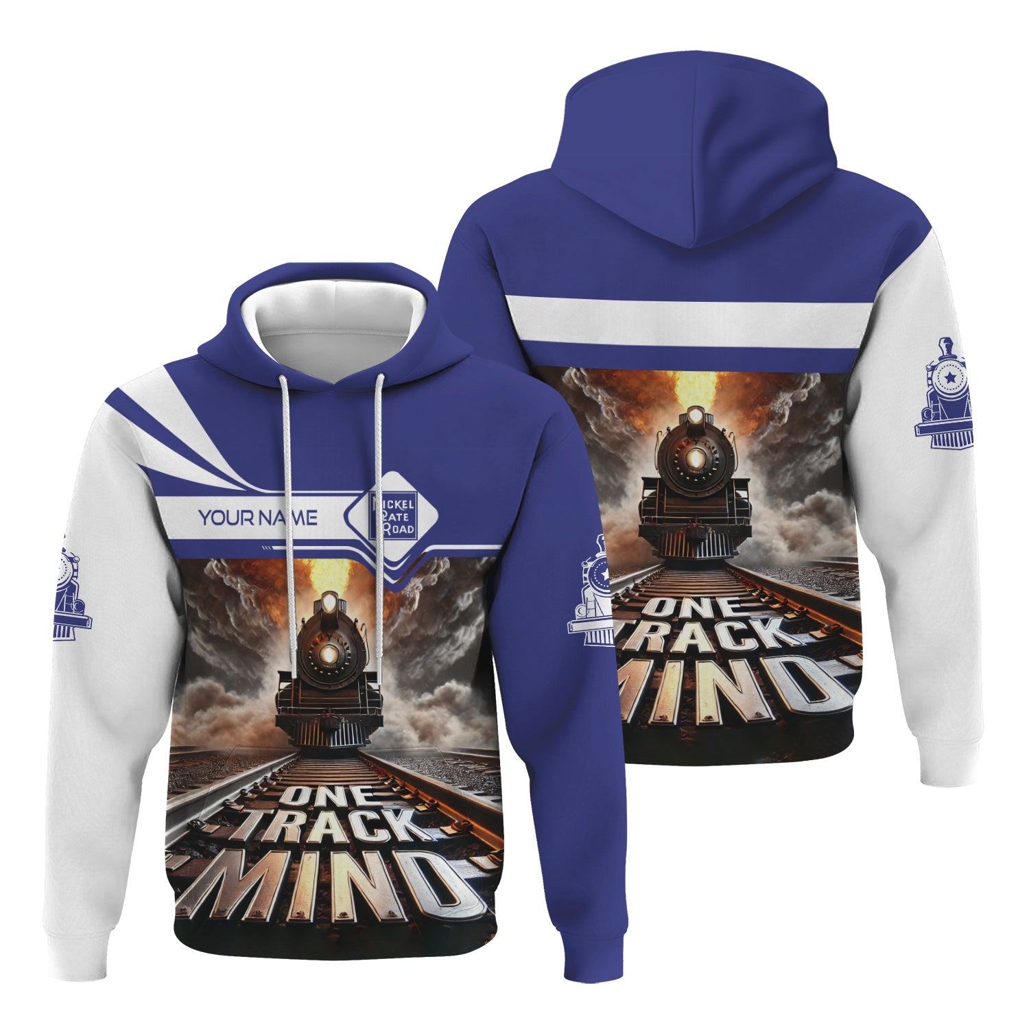 Railspirit Personalized New York, Chicago and St. Louis Railroad Hoodie One Track Mind Nickel Plate Road Train Printed ZIp Up Hoodie