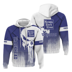 Railspirit Personalized New York, Chicago and St. Louis Railroad Hoodie Skull Design with Custom Job Nickel Plate Road Train Zip Up Hoodie