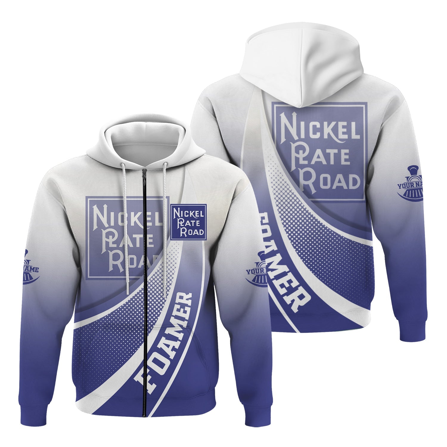 Railspirit Personalized New York, Chicago and St. Louis Railroad Hoodie Railway-Themed Style Nickel Plate Road Zip Up Hoodie Gift For Trainspotter