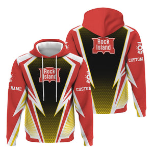 Railspirit Personalized Chicago, Rock Island and Pacific Railroad Hoodie Lightning Graphic Style Rock Island Railroad Zip Up Hoodie Gift For Train Lover