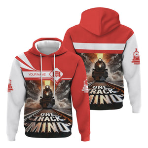 Railspirit Personalized Chicago, Rock Island and Pacific Railroad Hoodie One Track Mind Rock Island Railroad Train Printed ZIp Up Hoodie