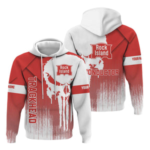 Railspirit Personalized Chicago, Rock Island and Pacific Railroad Hoodie Skull Design with Custom Job Rock Island Railroad Train Zip Up Hoodie