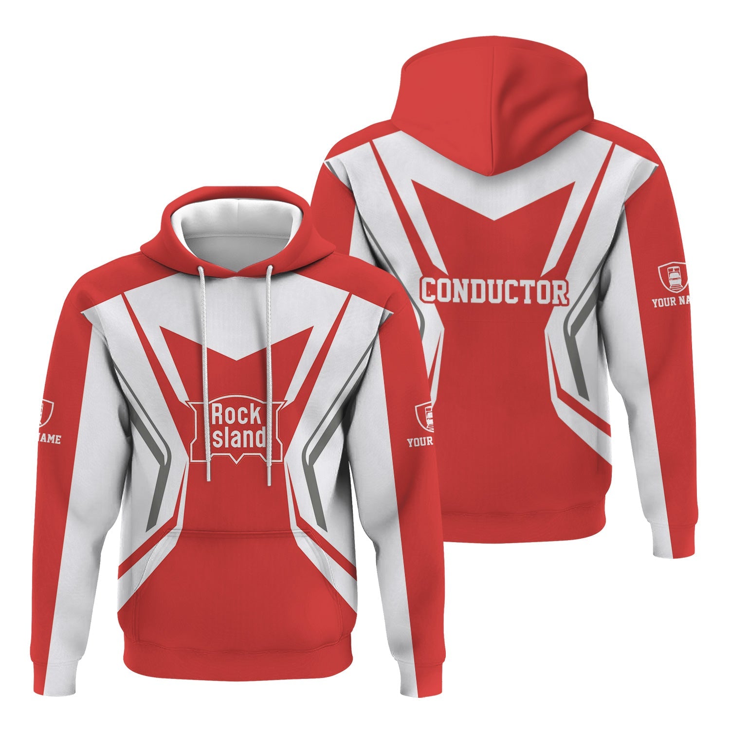 Railspirit Personalized Chicago, Rock Island and Pacific Railroad Hoodie Unique Style with Custom Job Rock Island Railroad Train Zip Up Hoodie