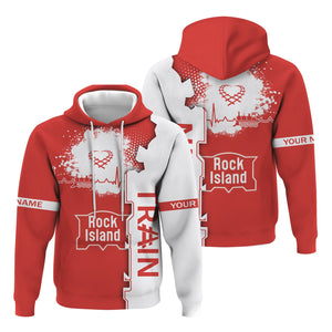 Railspirit Personalized Chicago, Rock Island and Pacific Railroad Hoodie Engine Heartbeat and Track Love Style Rock Island Railroad Zip Up Hoodie