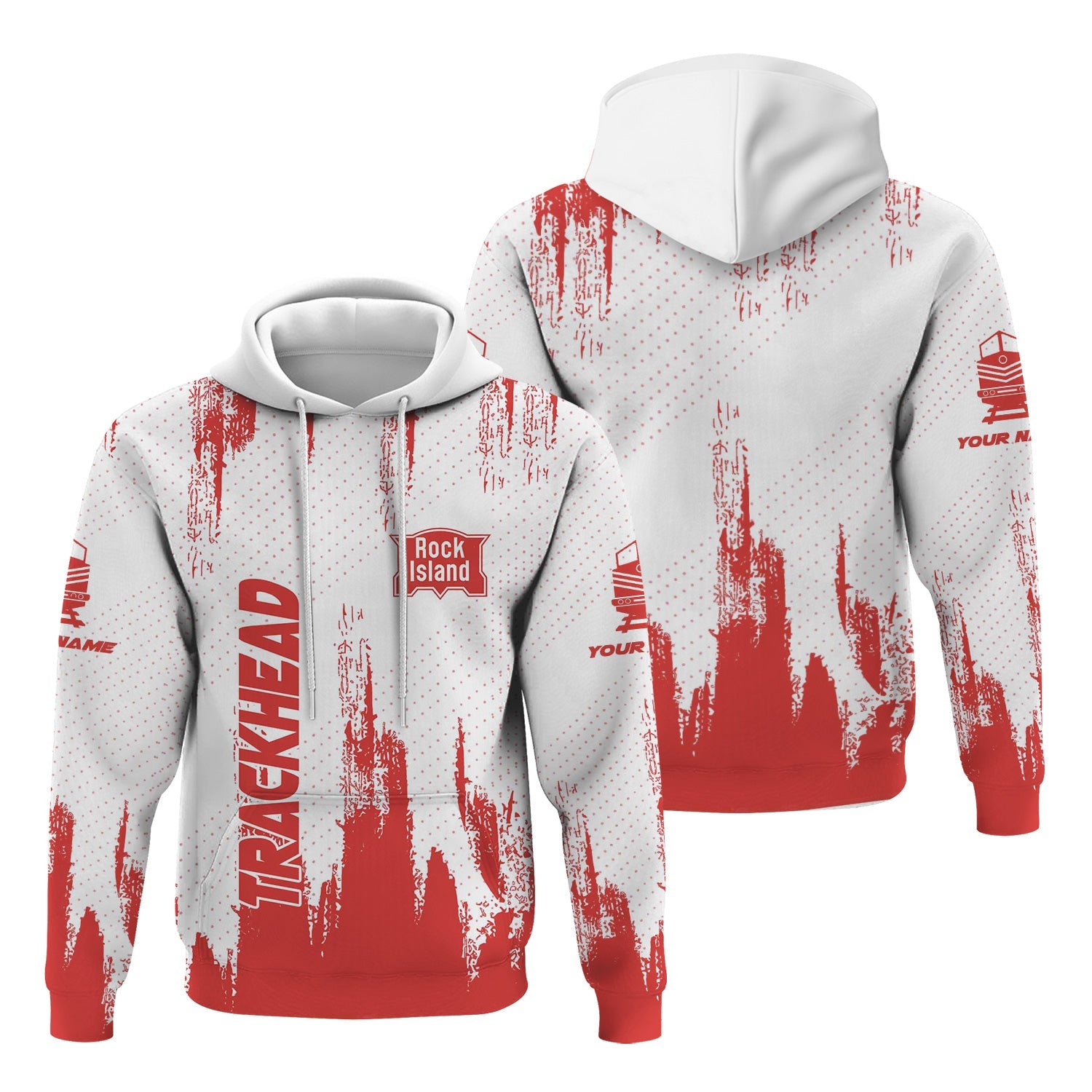 Railspirit Personalized Chicago, Rock Island and Pacific Railroad Hoodie Paint Impact Design Rock Island Railroad Train Zip Up Hoodie for Trackhead