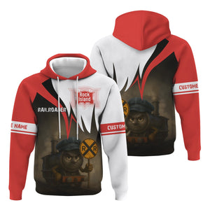 Railspirit Personalized Chicago, Rock Island and Pacific Railroad Hoodie Angry Train Rock Island Railroad Hoodie Gift Idea For Train Lover