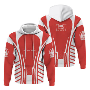 Railspirit Personalized Chicago, Rock Island and Pacific Railroad Hoodie Striped Railroad Style Rock Island Railroad Train Zip Up Hoodie
