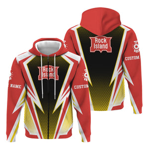 Railspirit Personalized Chicago, Rock Island and Pacific Railroad Hoodie Lightning Graphic Style Rock Island Railroad Zip Up Hoodie Gift For Train Lover