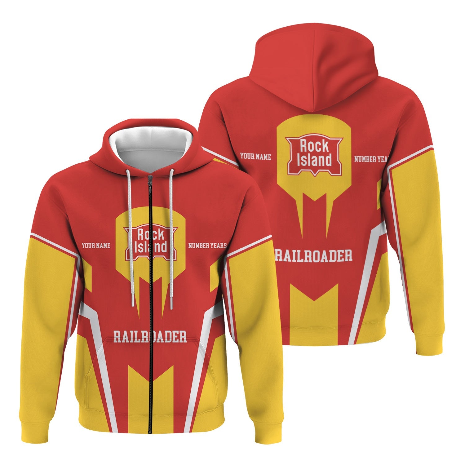 Railspirit Personalized Chicago, Rock Island and Pacific Railroad Hoodie Custom Year Railroader Rock Island Railroad Zip Up Hoodie