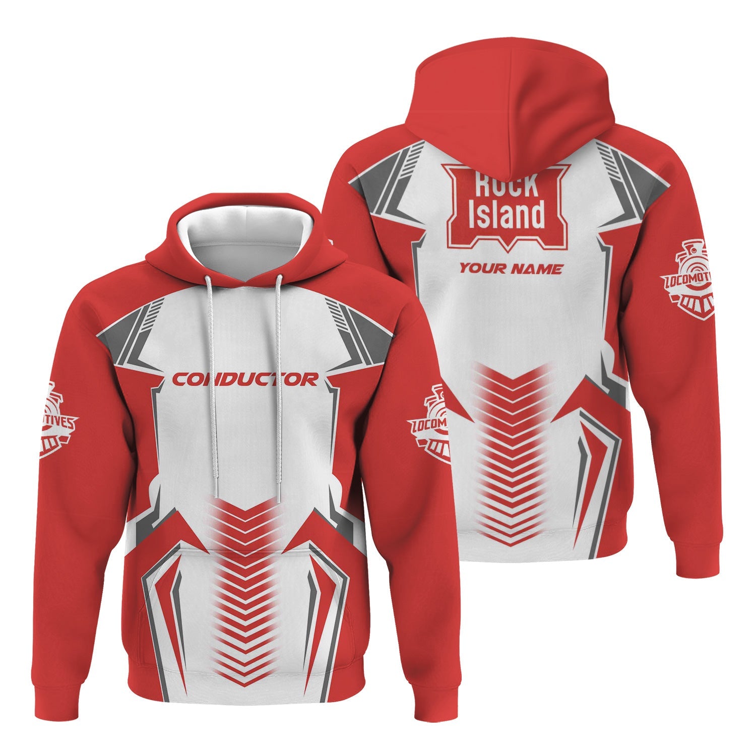 Railspirit Personalized Chicago, Rock Island and Pacific Railroad Hoodie Standout Style with Custom Position Rock Island Railroad Train Zip Up Hoodie