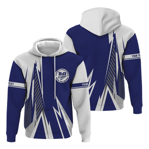 Railspirit Personalized B&O Great States Railroad Hoodie Lightning-Inspired Railway Style Zip Up Hoodie For Train Lovers