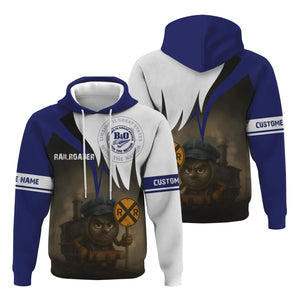Railspirit Personalized B&O Great States Railroad Hoodie Angry Train Hoodie Gift Idea For Train Lover
