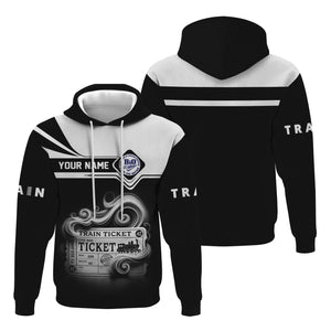 Railspirit Custom Name B&O Great States Railroad Hoodie American Train Ticket Printed Zip Hoodie