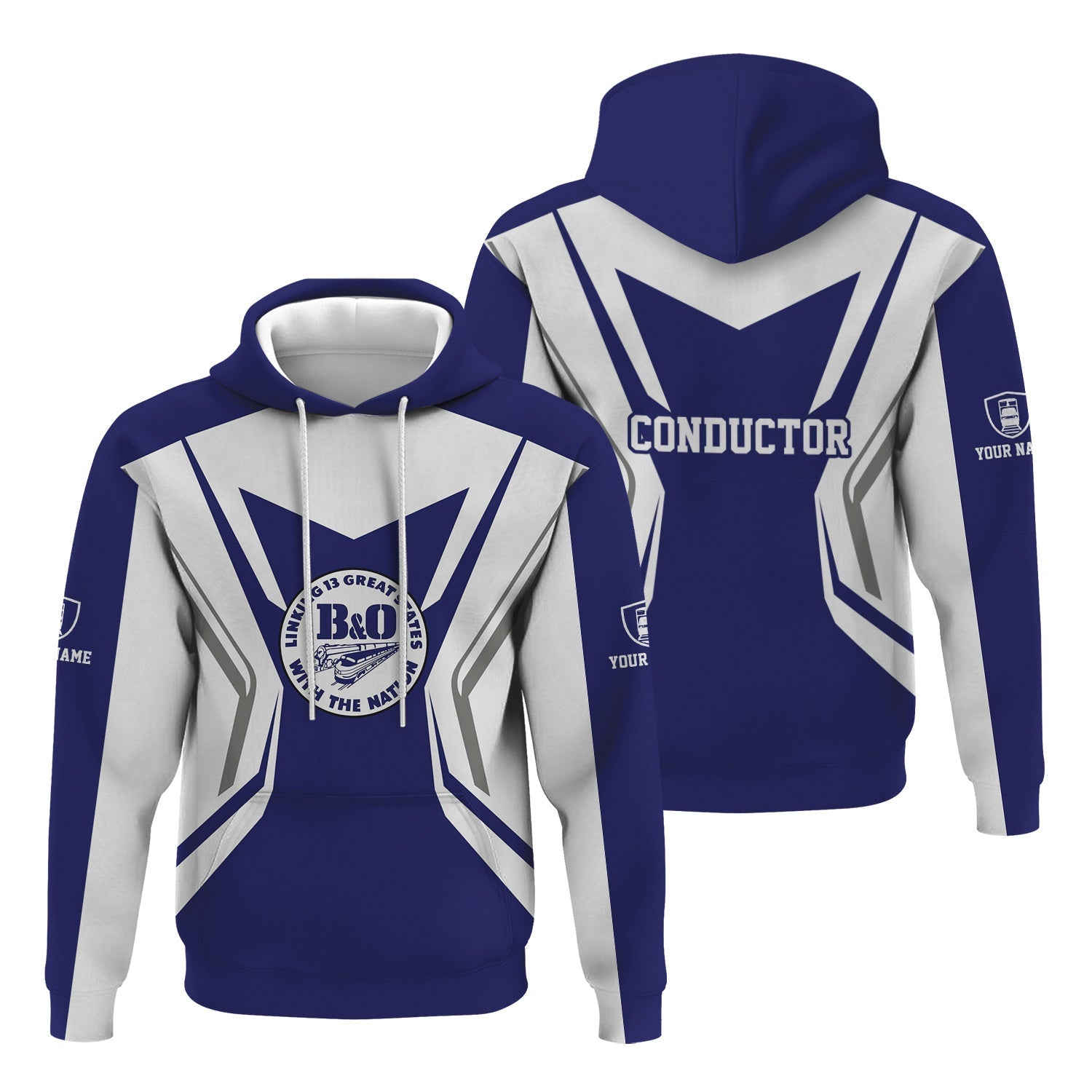 Railspirit Personalized B&O Great States Railroad Hoodie Unique Style with Custom Job Train Zip Up Hoodie