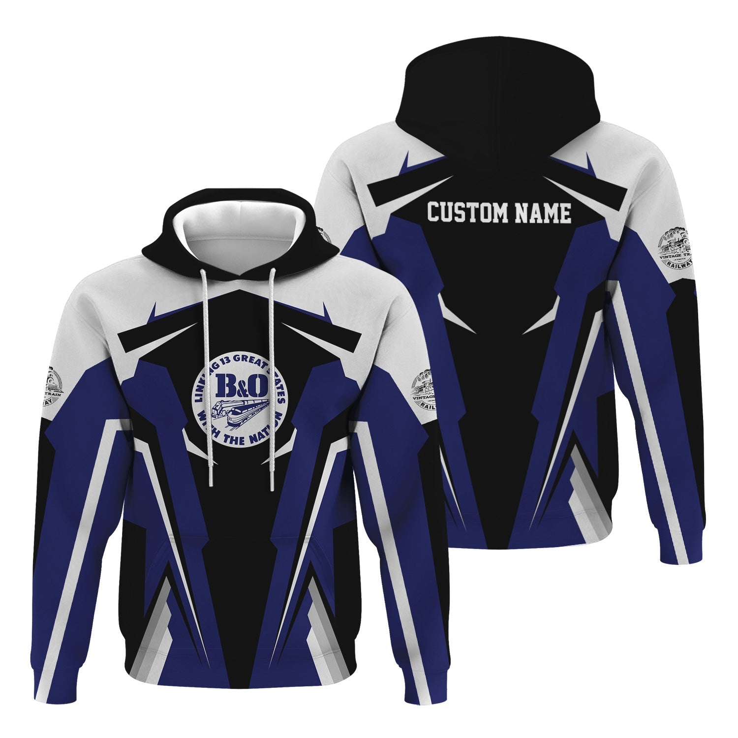 Railspirit Personalized B&O Great States Railroad Hoodie Strong Line Style Train Hoodie Gift Idea For Train Lover